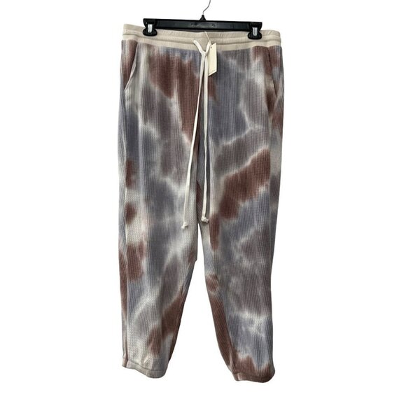 NWT MELLODAY Size 2X Women's Plus Size Tie Dye Thermal Joggers Grey Multi Color - Picture 2 of 11